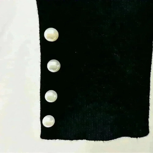 Elle Black Long Sleeve Sweater Sz S Pearl Bow Detail Pullover - Picture 6 of 13
